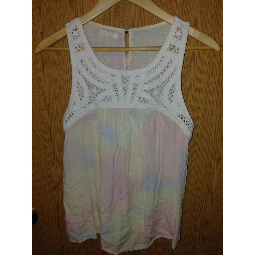 Maurices Women Pastel Tie Dye Crochet Lace Yoke Sleeveless Tank Top Medium